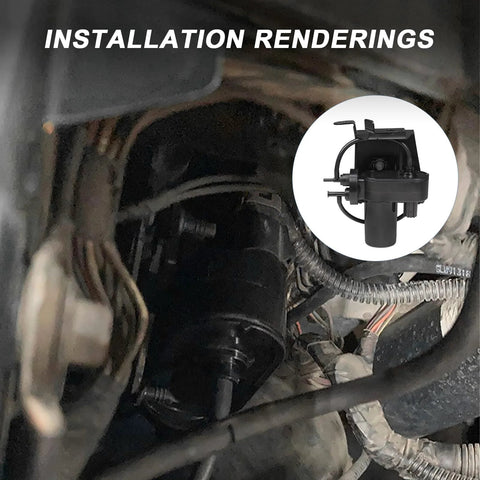 RADHLBNIU electric vacuum pump, black cylindrical unit mounted in engine bay with wiring harnesses