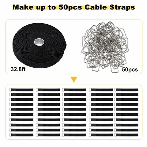 Adjustable 1 Inch Hook And Loop Cable Straps With 50 Metal Buckles Cut To Length Cinch Straps Game Changing Reusable Nylon Ties