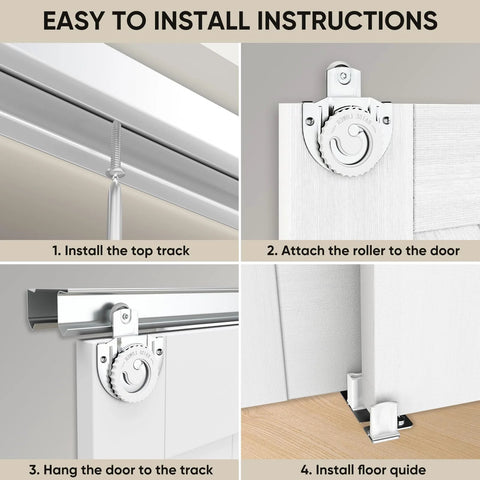 Easy install steps for Double 72 Inch By 80 Inch K Style Sliding Closet Door With Hardware Kit and Matching Fascia.
