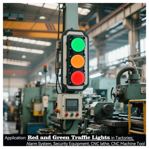 24V DC And AC LED Signal Tower Light With Red Green Yellow Three Colors in industrial factory setting
