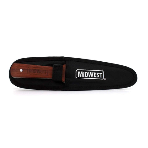 Flex Duct Knife With 5 Inch Stainless Blade Contoured Wooden Handle And Nylon Sheath Built For Tough HVAC Ductwork Full Tang Durability