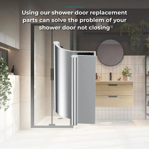 Sliding Shower Door Pull Handle For Glass Doors Fits Various Glass Thicknesses 3 Inch Length In Brushed Nickel Finish Universal Fit For Frameless Sliding And Swing Shower Doors And Tub Enclosures in a bathroom setting.