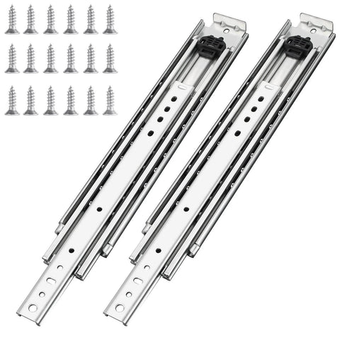 40 Inch Heavy Duty Drawer Slides Set With Screws, 500 Lb Capacity, Side Mount Full Extension, 3 Fold Ball Bearing Stainless Steel