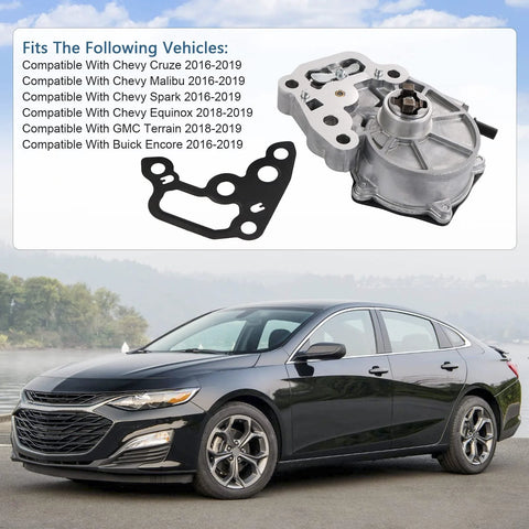 Brake vacuum pump with gasket, silver aluminum body and black gasket, Amazon automotive part for Chevy/GMC/Buick models