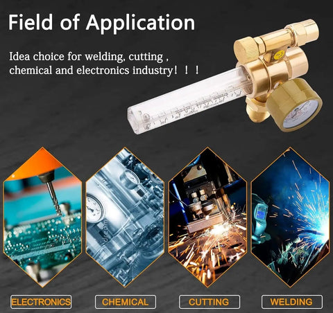 Argon And CO2 Gas Regulator For MIG Welder With 6.6 Foot Hose, 0 To 4000 Psi Output, 10 To 60 CFH Flow, applicable in welding and electronics.