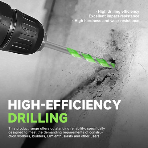 A drill in concrete showcasing the Heavy Duty 5 Pack 3/16 Inch Masonry Drill Bit Set With Carbide Tip And Hex Shank for Pro Grade Durability.