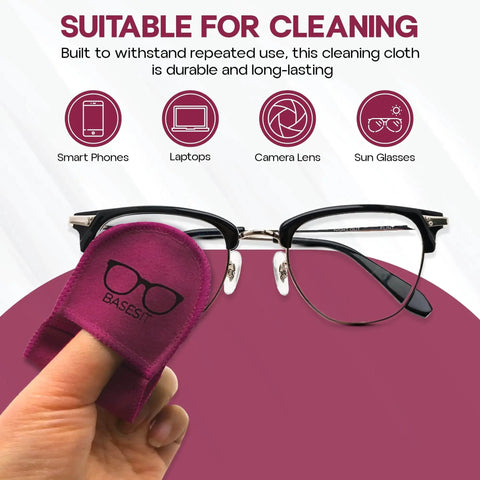 Using Four Pack Microfiber Eyeglass Cleaning Cloths Rose And Green Clean Lenses on glasses