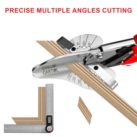 Ratchet Miter Shears Multi-Angle Cutter 45-135° Single Pack trimming wood with angle guide