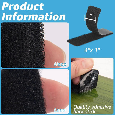 16 Set Pack Hook And Loop Tape Sticky Back 1 In By 4 In Double Sided Adhesive Strip Heavy Duty Nylon Bonding for home use