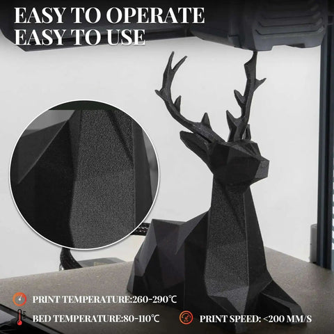 Glass Fiber Reinforced PETG Filament 1.75mm For 3D Printing Built Tough With High Impact Resistance Frosted black reindeer print