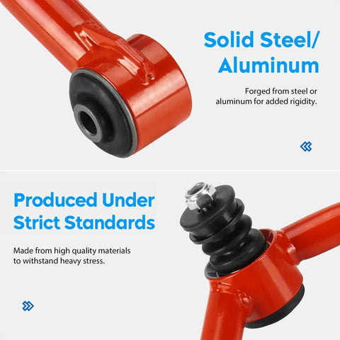 Front upper control arms with ball joints, red, for Toyota Tundra/Sequoia lift 2-4in, 2-piece kit