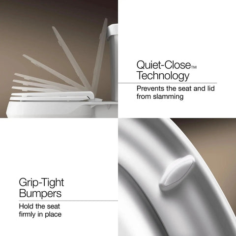 Close-up of Cachet ReadyLatch Elongated Toilet Seat With Soft Close Lid And Easy Install showing Quiet-Close and bumpers