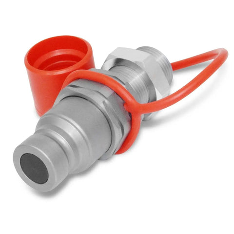 Flat Face Hydraulic Quick Connect Coupler for Skid Steer Mounts, Five Eighth ORFS Bulkhead Adapter, ISO 16028 Flat Face