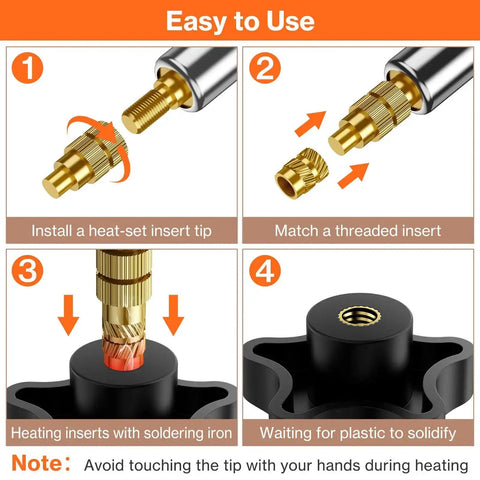 Heat Set M3 Threaded Inserts Kit With 60W Digital Soldering Iron 360Pcs Threaded Inserts Bolts Nuts And Insert Tips instructions