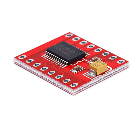 Red TB6612FNG dual DC motor driver module pack of 3 for DIY robots and hobby builds, H-bridge controller with protective features, side view.