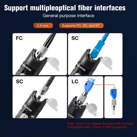 Visual Fault Locator fiber optic tester with FC/SC/LC adapters, red pen light source, Amazon brand