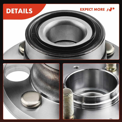 Close-up of 2 X Rear Wheel Bearing And Hub Assembly 4-Lug Kit Fits Honda Civic Del Sol And Acura Integra With Rear Disc Brakes 1992-2000