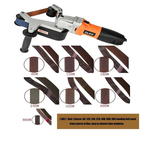 Beast Mode Pipe Polisher And Belt Sander For Stainless Steel Round Tubes 110V 800W Motor with sanding belts shown