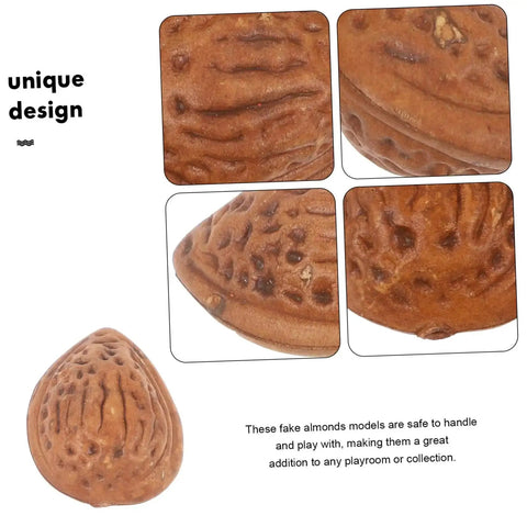 40 Realistic Faux Almonds For Crafts And Food Photography, Lifelike Artificial Nuts close-up detail in resin material