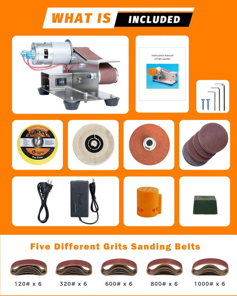 Mini Belt Sander Electric Small Sander For Knife Making And Woodworking 7 Adjustable Speed Belt Grinder components included