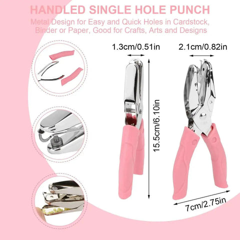 Handheld Paper Hole Punch Set With 1/16 Inch Small Circle And 1/8 Inch Medium Circle One Hole Punch Tool for Craft DIY Office and School Projects