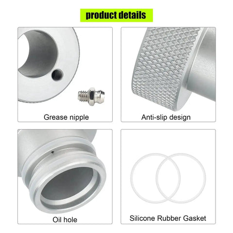 4 Piece Wheel Bearing Greaser Tools Set details: grease nipple, anti-slip design, oil hole, silicone rubber gasket for Polaris Can Am.