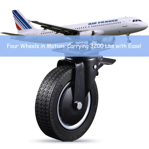 8" industrial caster wheels set of 4 durable heavy duty all 4 swivel locking casters with 3200 lbs load capacity with airplane above