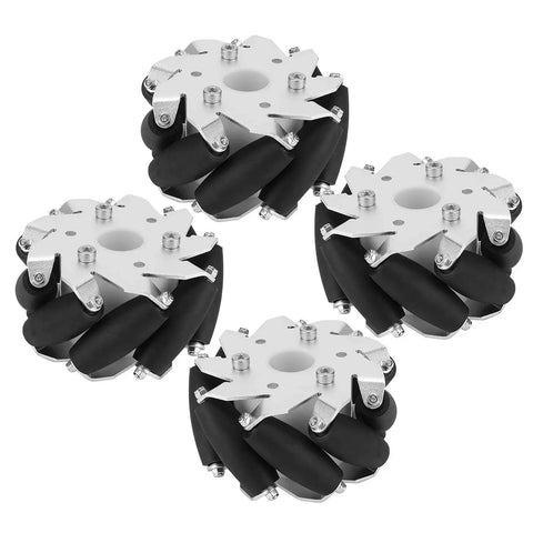4 Piece 100mm Steel Mecanum Wheels Set For RC Robot Cars Omnidirectional Left And Right Wheels With Smooth Roller Drive