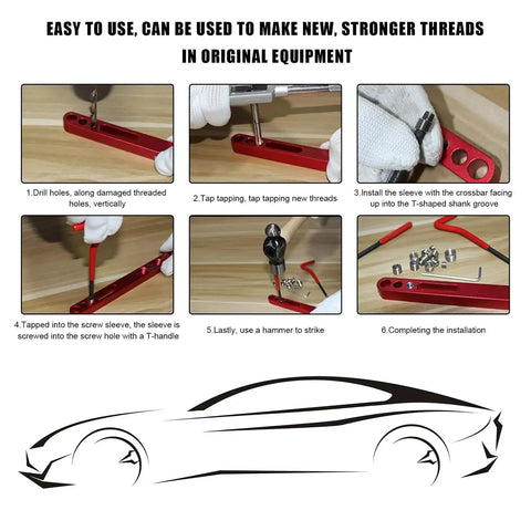 30 Piece M6 X 1.0mm Thread Repair Insert Kit Stainless Steel With Drill Bit And Install Tool in car thread repair steps