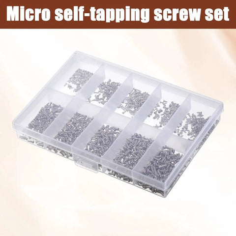 Dope 1200-Piece Tiny Screw Kit With Phillips Pan Head Machine Screws In Sizes M1, M1.2, M1.4 And M1.7 in clear storage box