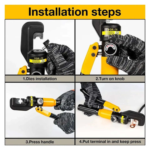 Installation steps for Heavy Duty Hydraulic Crimping Tool 5 To 8 Ton For Home DIY Wire Lug Pliers Crimp 4 To 70 Square Millimeters DIN AWG JIS