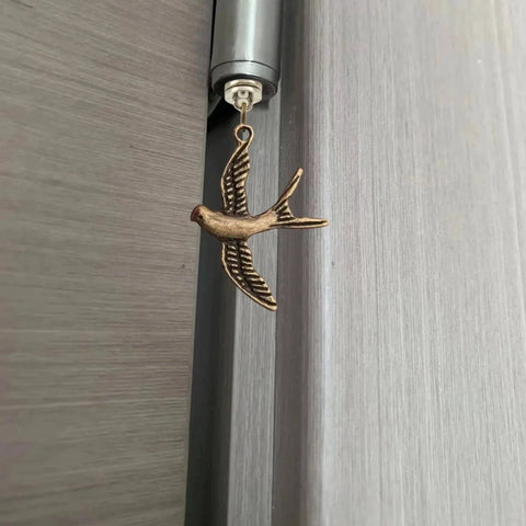 Swallow Shaped Brass Hinge Head Decorative Toppers For Door Hinge Pins With Magnetic Design installed on door