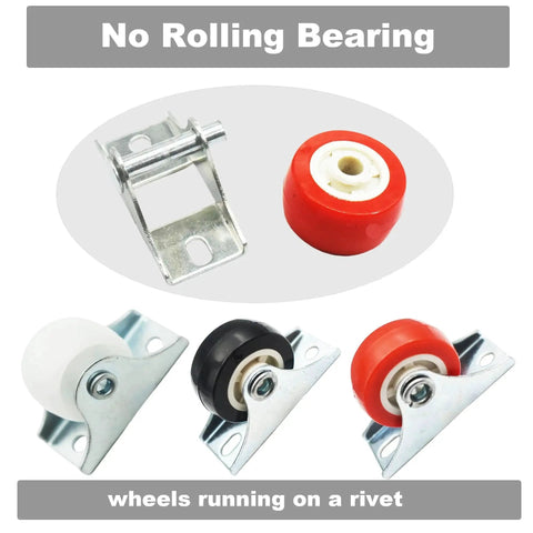 1 Inch Rigid Plate Caster Wheels No Brake For Furniture 6 Pack With Free Screws Red PVC Screw Or Bolt Mount No Stem