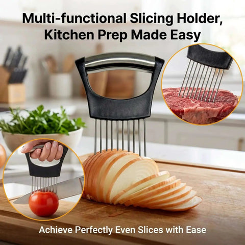 Three In One Vegetable Slicer Set With Onion Holder And Crinkle Cutter And Green Onion Slicer Stainless Steel Kitchen Chopper