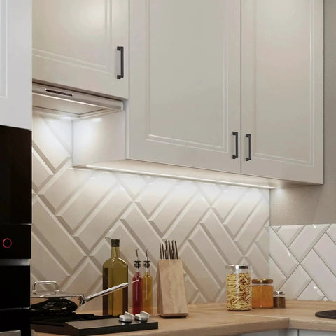 Kitchen with white cabinets featuring 10 Pack 5 Inch Matte Black Cabinet Handles Made From Solid Zinc Alloy For Kitchen Cupboard And Drawer Hardware Center To Center 5 Inch Mounting Pulls For Durable Modern Cabinets And Drawers.