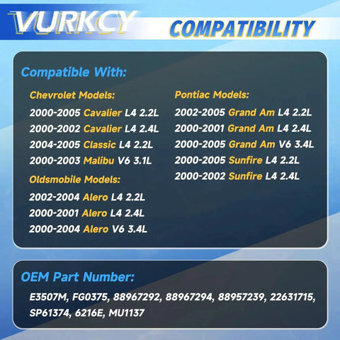 Compatibility chart for Electric Fuel Pump Module With Pressure Sensor For 2000 To 2005 Chevrolet Cavalier Classic Malibu Oldsmobile Alero Pontiac Grand Am Sunfire L4 2.2L 2.4L And V6 3.1L 3.4L Engines OE Replacement.