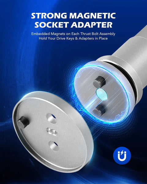 Close-up of strong magnetic socket adapter with embedded magnets designed for securing drive keys and adapters.