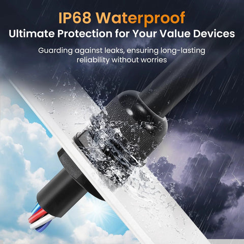Nylon 1/2in NPT waterproof IP68 cable gland with panel pass-through and cord grip.
