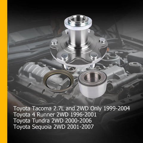 Front Wheel Hub Bearing Kit For Specific 2WD Toyota 4Runner Sequoia Tundra Tacoma Models Fits 1996 To 2007, shown uninstalled