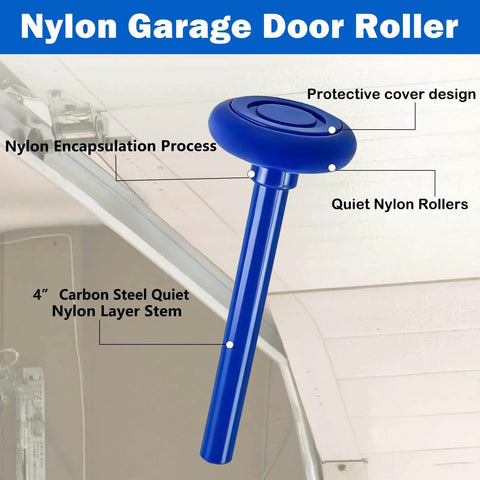 Blue 20 Pack 2 Inch Nylon Garage Door Rollers With 4 Inch Nylon Stem Ultra Quiet Smooth Operation Double Seal 6200 2RS Bearings