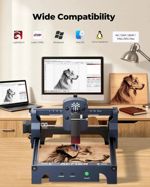 Powerful 6000mW Desktop Laser Engraver With 130x130mm Working Area And 0.04mm Spot, S1 Model for Home Workshop, in use engraving wood