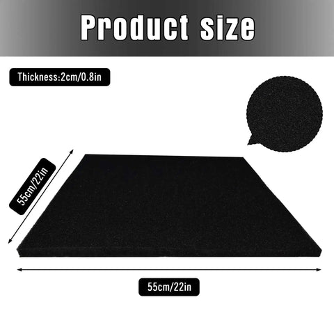 22 Inch Square No Splatter Oil Change Pad For Cars, Anti Splash Drain Mat, black, 55cm size, thickness 2cm, top view