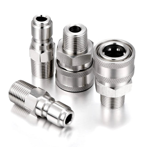 Hotop 8-pack stainless steel NPT 3/8 in male/female quick connector adapters for pressure washers