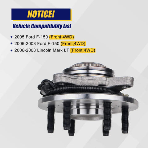 Side view of Beefed Up Front Wheel Bearing And Hub Assembly 515079 For Ford F-150 4x4 2005-2008 And Lincoln Mark LT 2006-2008