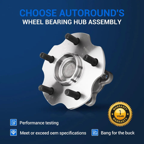 Beefed-Up Rear Wheel Bearing And Hub Assembly 512372 5 Lug With ABS For Toyota RAV4 2006-2018, displayed in packaging.