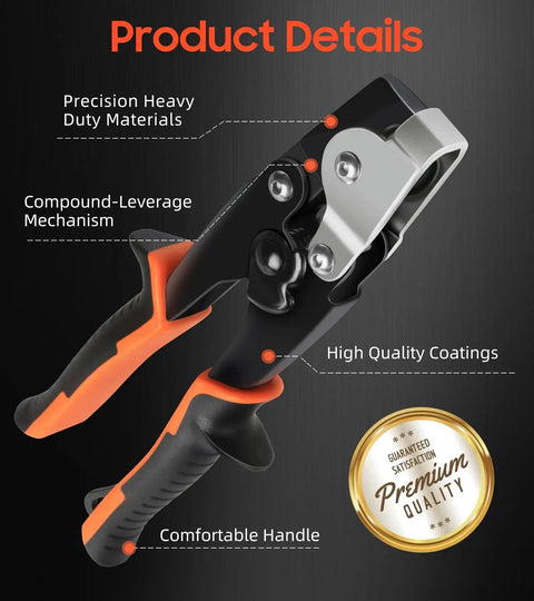 Snap Lock Punch And Gutter Crimping Tool For Sheet Metal And Gutters, Heavy Duty Workhorse End Cap Crimper with orange handles