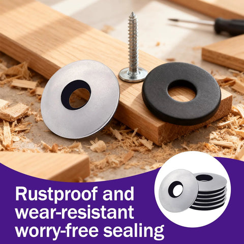 Ranstac 14x1 stainless steel neoprene EPDM bonded sealing washers; silver and black, for screws and bolts, 100 pcs