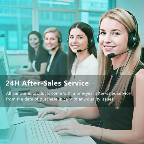 Customer service representatives wearing headsets, providing 24-hour after-sales support