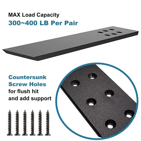 Heavy Duty Hidden Countertop Support Brackets 4 Pack 12 Inch Long 2.5 Inch Wide with countersunk screw holes and screws