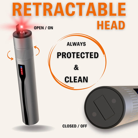Sysotek visual fault locator fiber optic pen with retractable head, red laser, and protective case